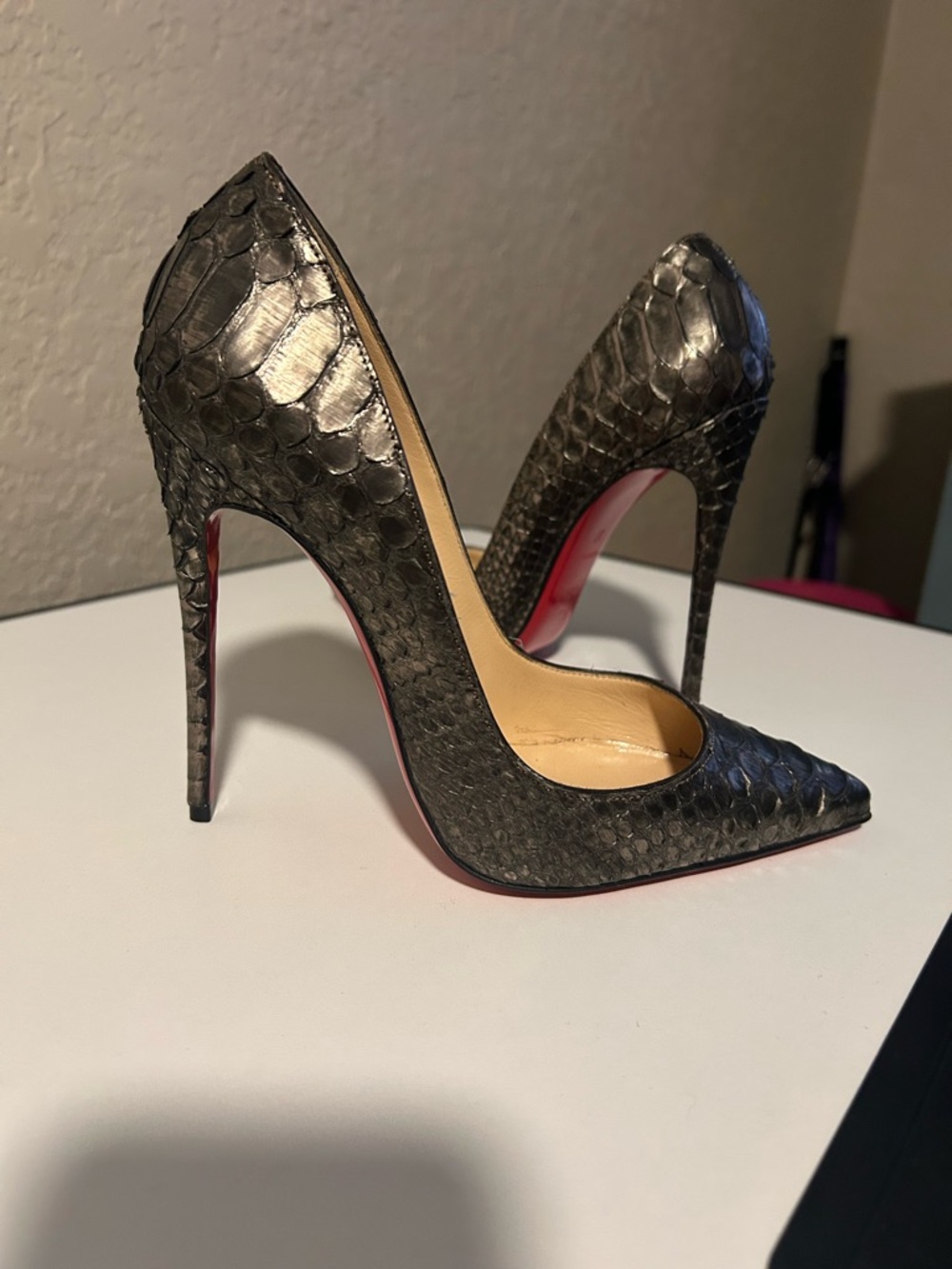 Christian Louboutin SO KATE 120 PYTHON CUIRASSE, 💯 authentic w original box